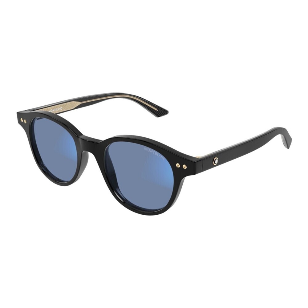 NWT Mont Blanc MB0255S Black Round 49mm Sunglasses